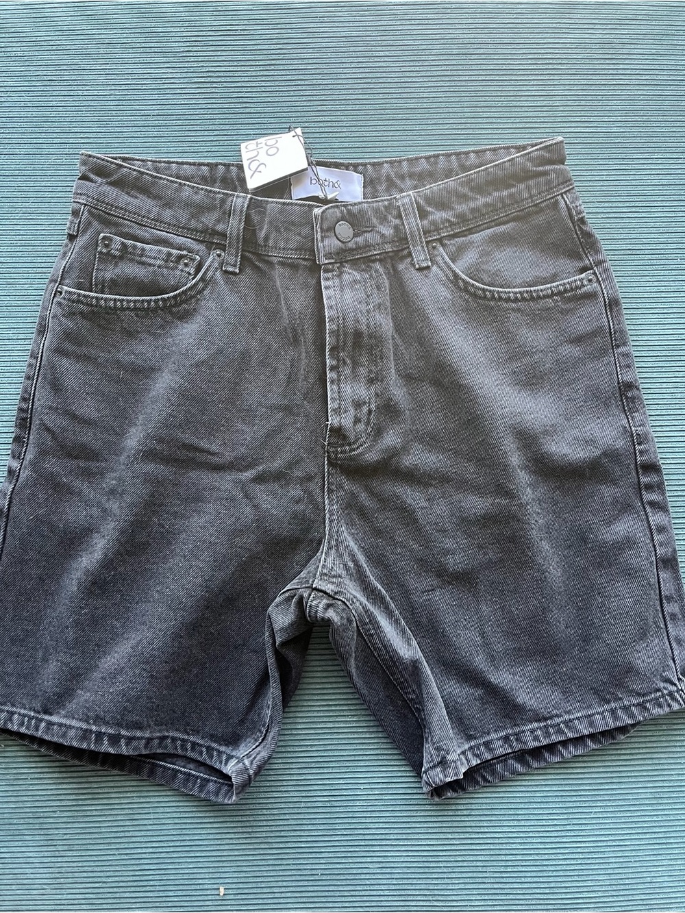 NWT Both& Apparel Jean Shorts Black Bermuda Androgynous Straight Long Summer